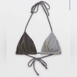 NWT Aerie Sparkle String Triangle Bikini Top in Blue - Size XS